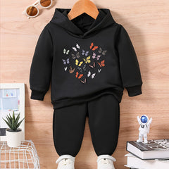 Butterfly Print Toddler Baby Outfit Set for Fall Winter