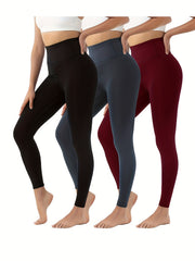 3pcs High Waist Tummy Control Fitness Pants Quick Dry Running Yoga Hip Lifting