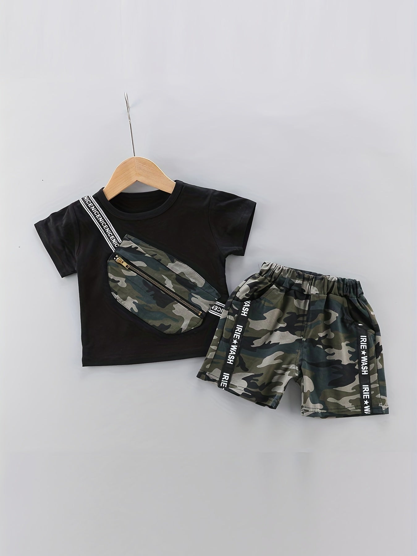 Baby Boys Camouflage Outfit Round Neck T shirt & Shorts Set
