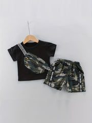 Baby Boys Camouflage Outfit Round Neck T shirt & Shorts Set