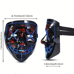 Men's Halloween LED Mask Face Fluorescent V Horror Bloody Light Mask
