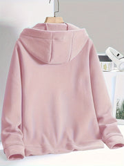 Warm Fleece Hooded Jacket with Zipper Pocket