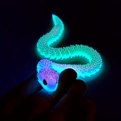 3D Printed Glow in the Dark Snake Statue Flexible Joints Desktop Decoration