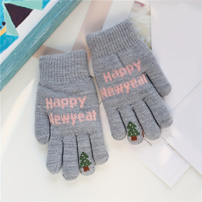 Thick Warm Windproof Knitted Gloves Cycling Riding Student Girls