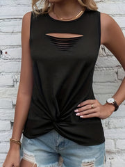 Twist Front Tank Top Solid Sleeveless Summer Top