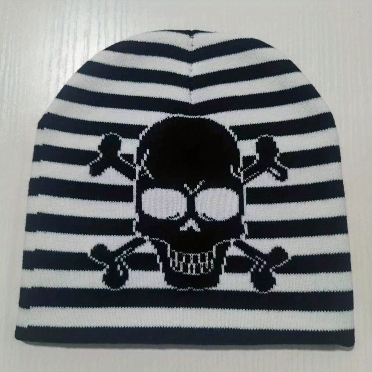 Y2K Skull Jacquard Beanie Hip Hop Knitted Hat Unisex Warm Lightweight Ski Hats