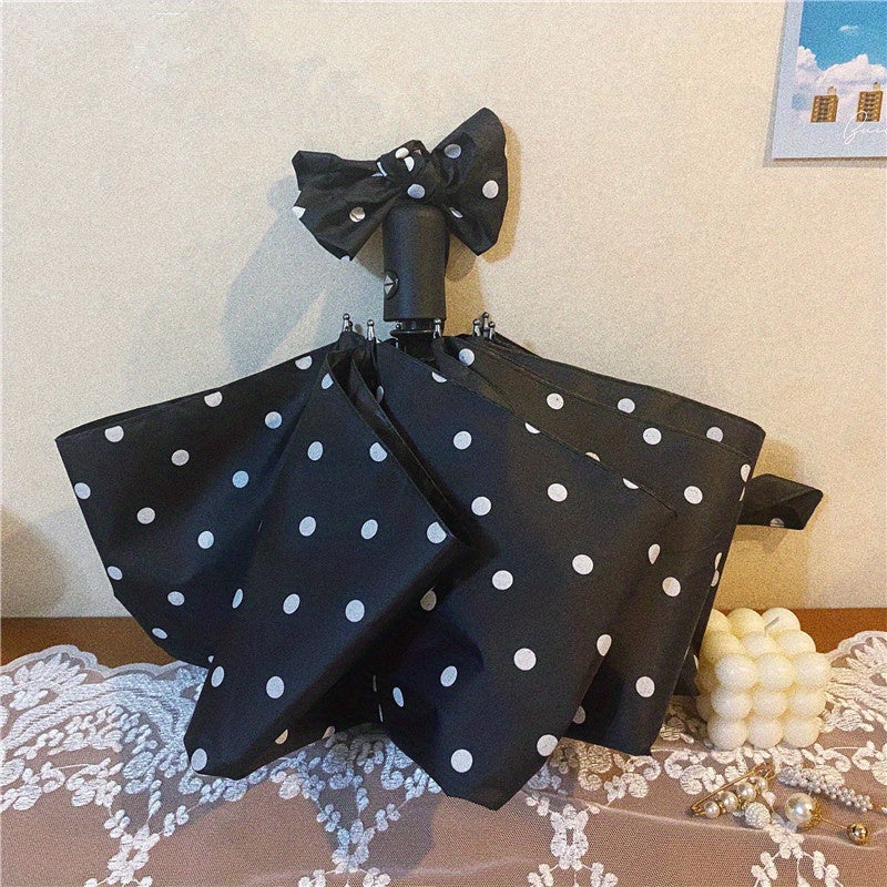Polka Dot Umbrella Woman Folding Small Fresh Automatic Sun Umbrella