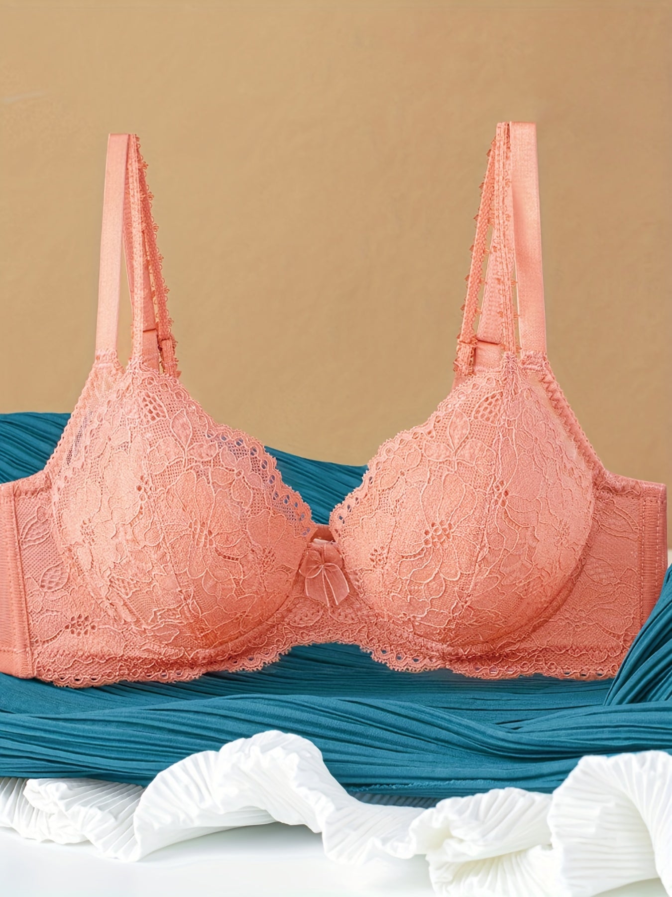 Lace Push Up Bra Breathable Scallop Trim Women's Lingerie
