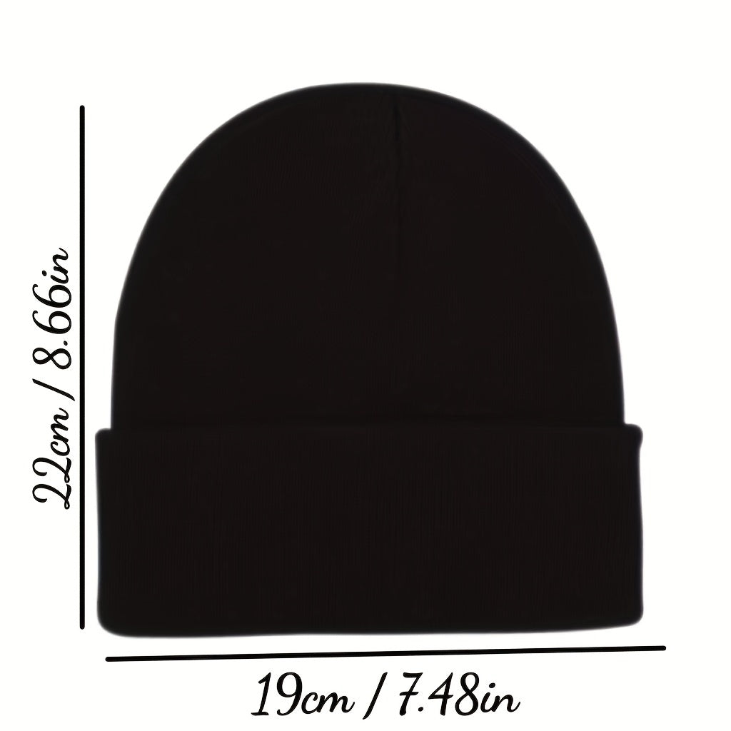 Fashionable Ear Protection Windproof Knit Beanie Hat With Pumpkin Embroidery