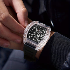 Men's Transparent Barrel Hollow Night Glow Automatic Quartz Watch