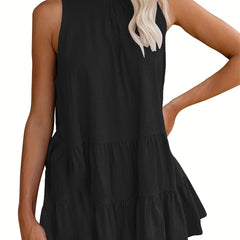 Ruffle Top Casual Crew Neck Sleeveless Summer Top