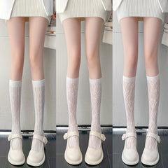 3 Pairs Floral Lace Calf Socks Sweet Knee High Stockings