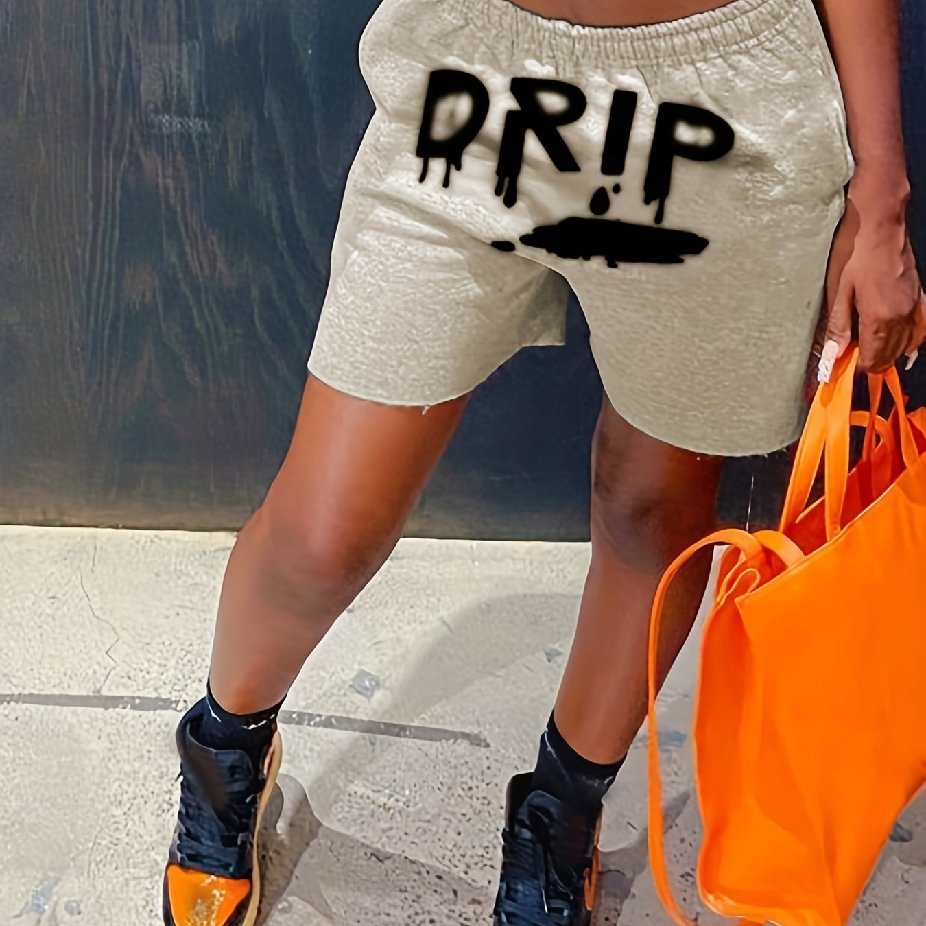 Letter Print Casual Shorts Women's Clothing