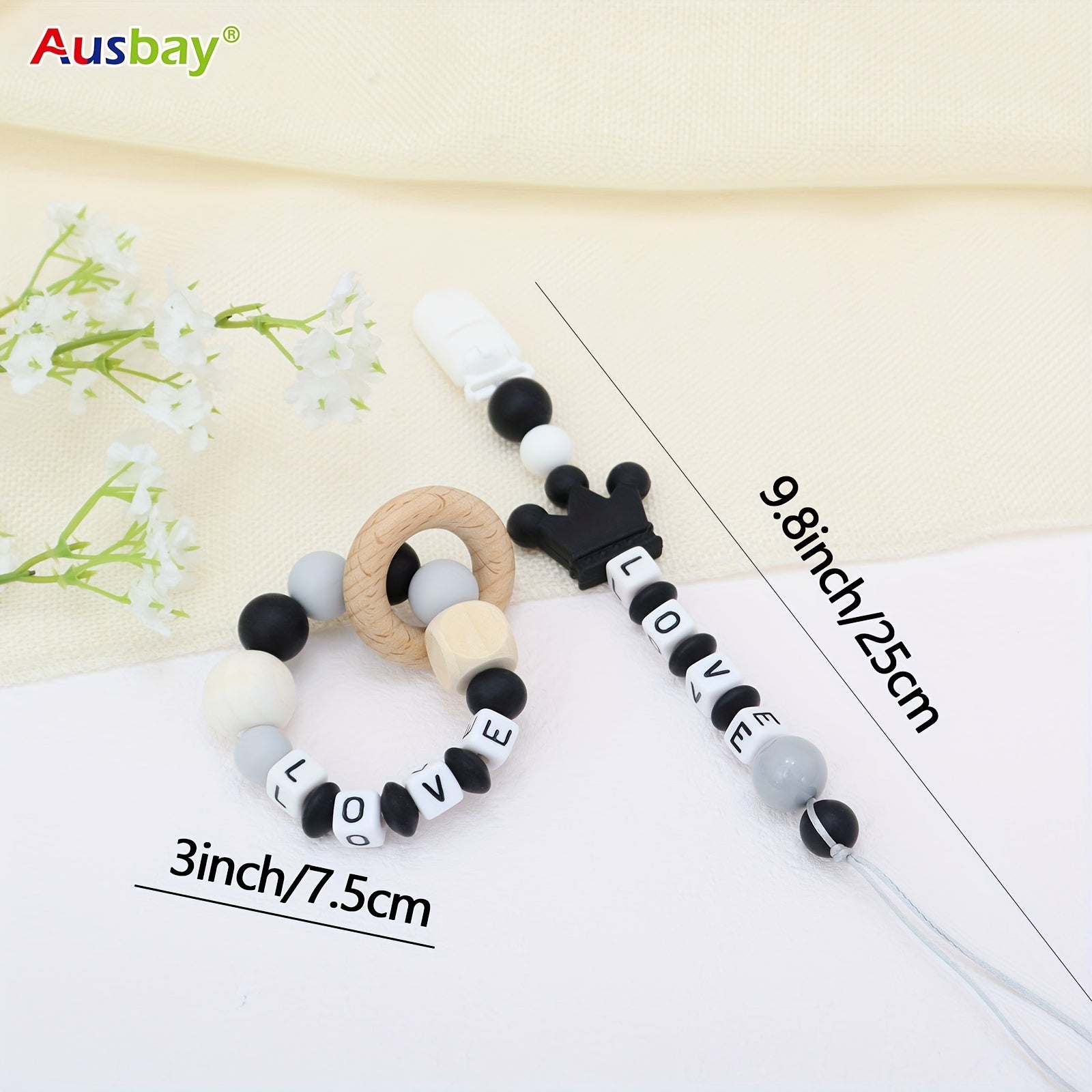 Personalized Baby Rattle & Dummy Clip Set with Custom Name