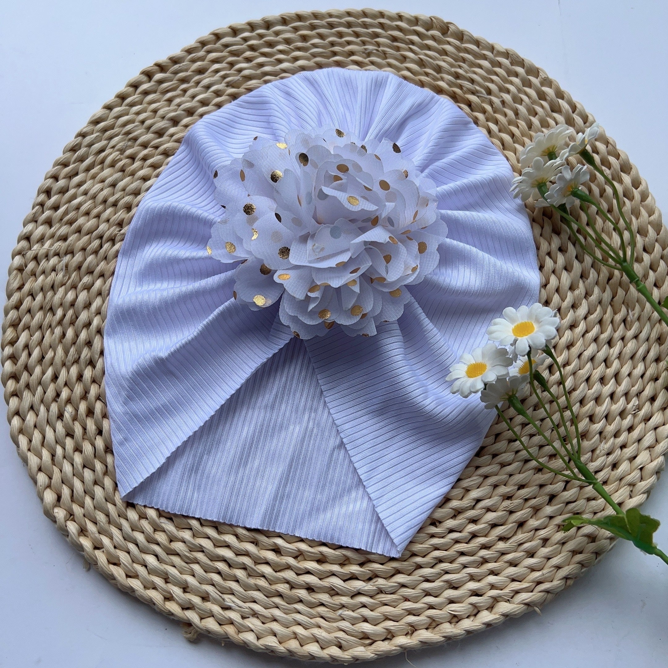 Baby Girls Flowers Decor Cap Soft Hair Wrap Head Accessory