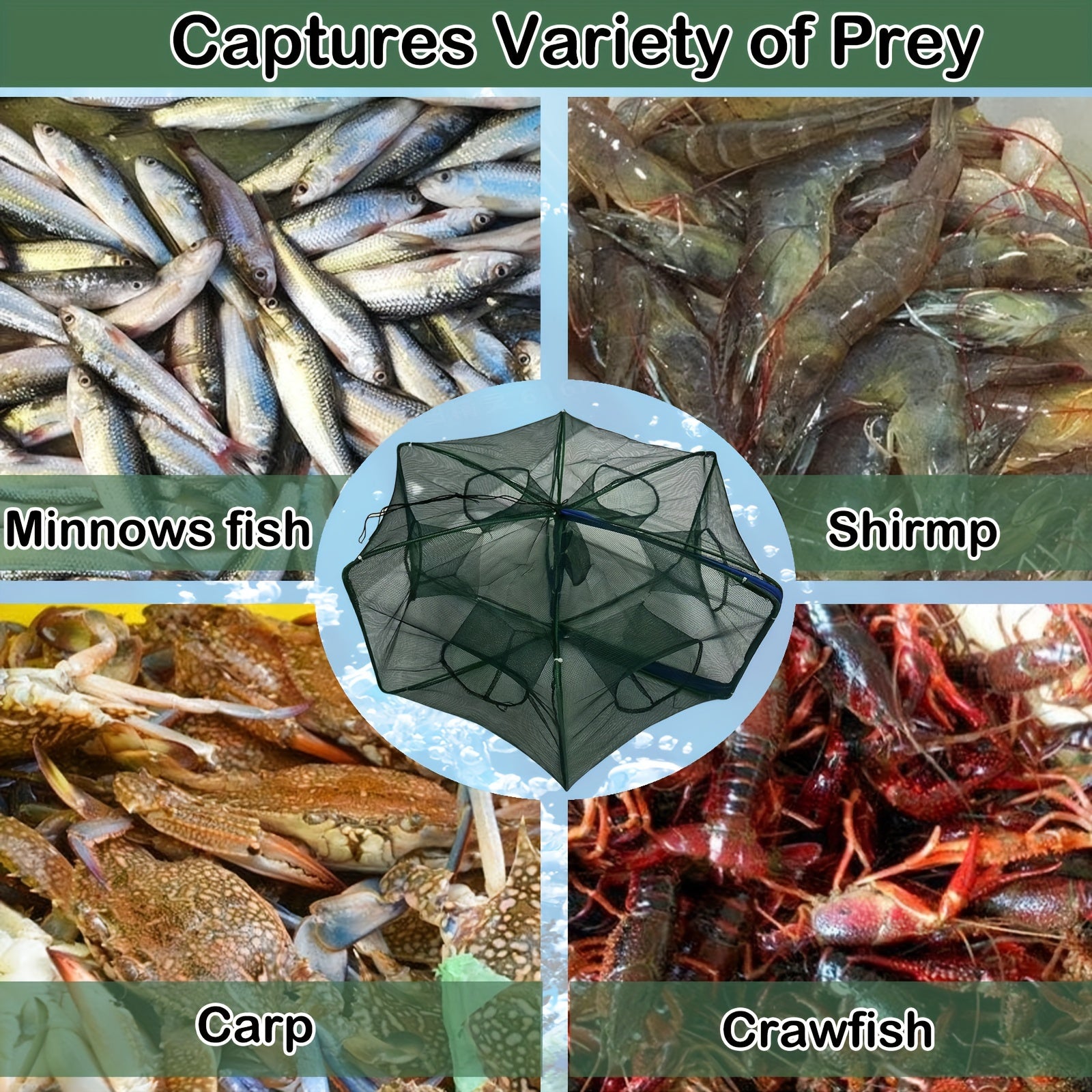 Foldable Fish Bait Trap for Minnows Crabs Crawfish Shrimp