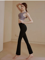 Stretchy High Waist Wide Leg Pants Casual Ankle Length Yoga Sports Pants