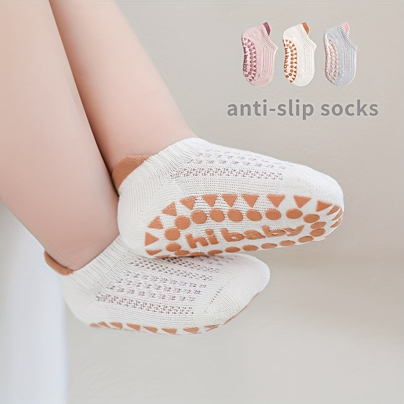 3 Pairs Children's Mesh Breathable Non-Slip Ankle Socks for Baby Toddlers