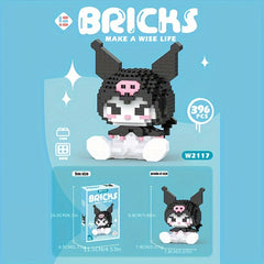 Building Blocks Cartoon Dolls Kuromi Meiru Rabbit Micro Diamond Toys