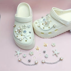 14pcs Crocodile Sandal Topper DIY Removable Flower Buckle