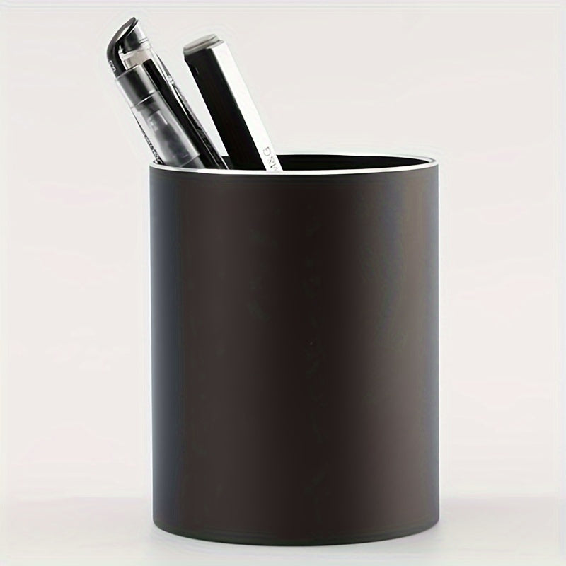 Aluminum Alloy Round Pen Holder Desktop Storage Business Office Metal Cosmetics