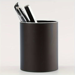 Aluminum Alloy Round Pen Holder Desktop Storage Business Office Metal Cosmetics