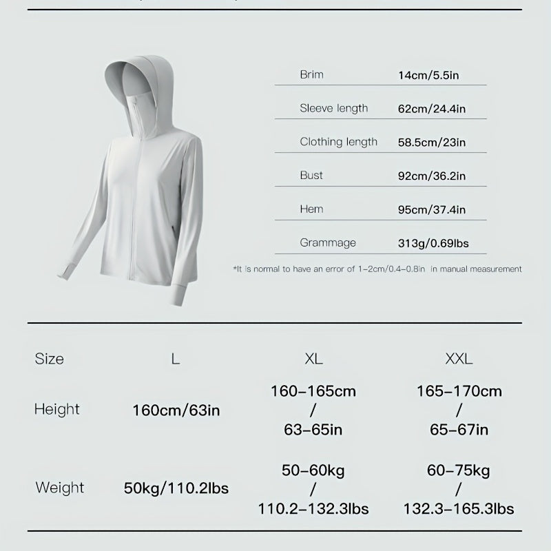 UV Protection Zip Up Hoodie for Hiking with Pockets
