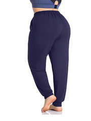 Sports Pants Women's Plus Solid Tie Elastic Waist Yoga Joggers