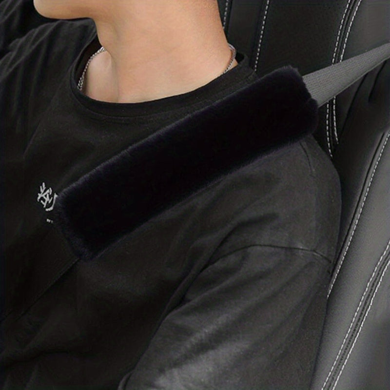 2pcs Fluffy Seat Belt Cover for Car