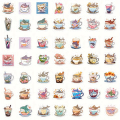 50pcs Cartoon Shark Cup Graffiti Stickers Waterproof