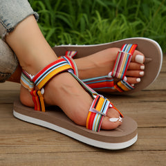 Colorful Stripes Women's Flat Sports Sandals Non-slip Outdoor Sandals
