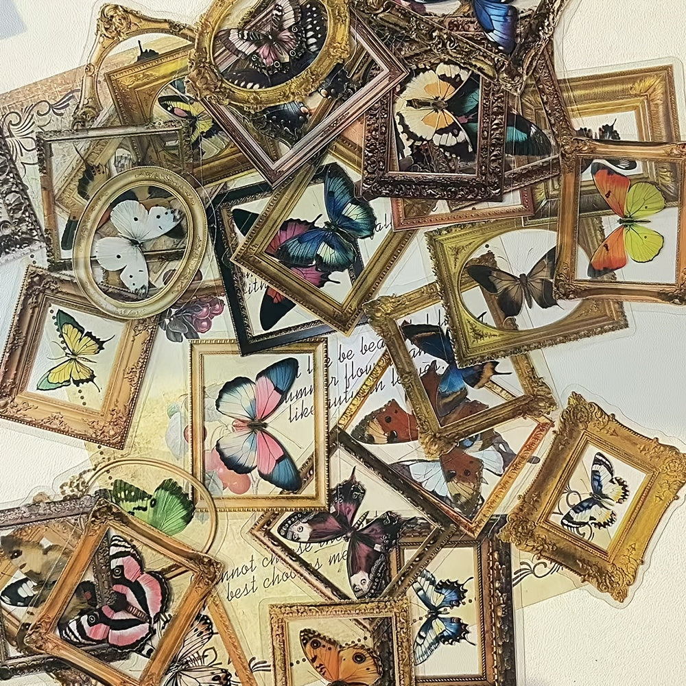 Vintage Butterfly Frame Stickers for DIY Albums & Journals