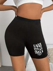 Love Never Fails Letter Print Shorts Women's Clothing