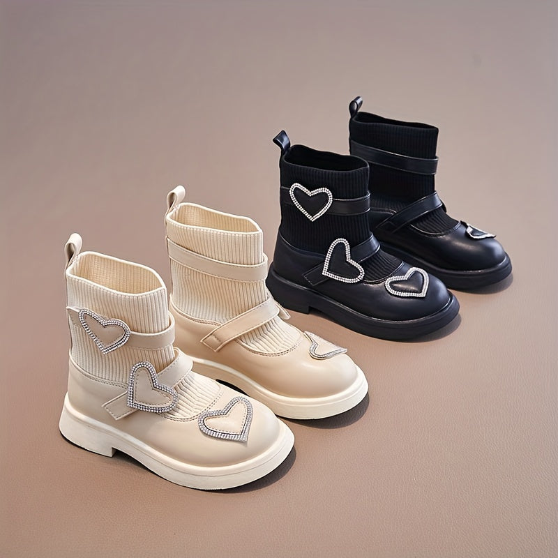 Girls Casual Heart Slip On Boots Non Slip Comfortable Indoor Outdoor Travel