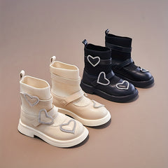 Girls Casual Heart Slip On Boots Non Slip Comfortable Indoor Outdoor Travel