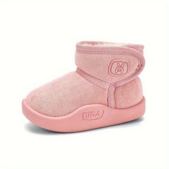 Girl's Solid Snow Boots Warm Fleece Cozy Non slip Ankle Boots