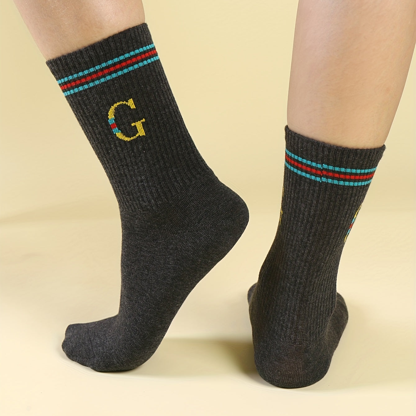 Letter Print Sports Socks Comfy Mid Tube Socks Women's Stockings
