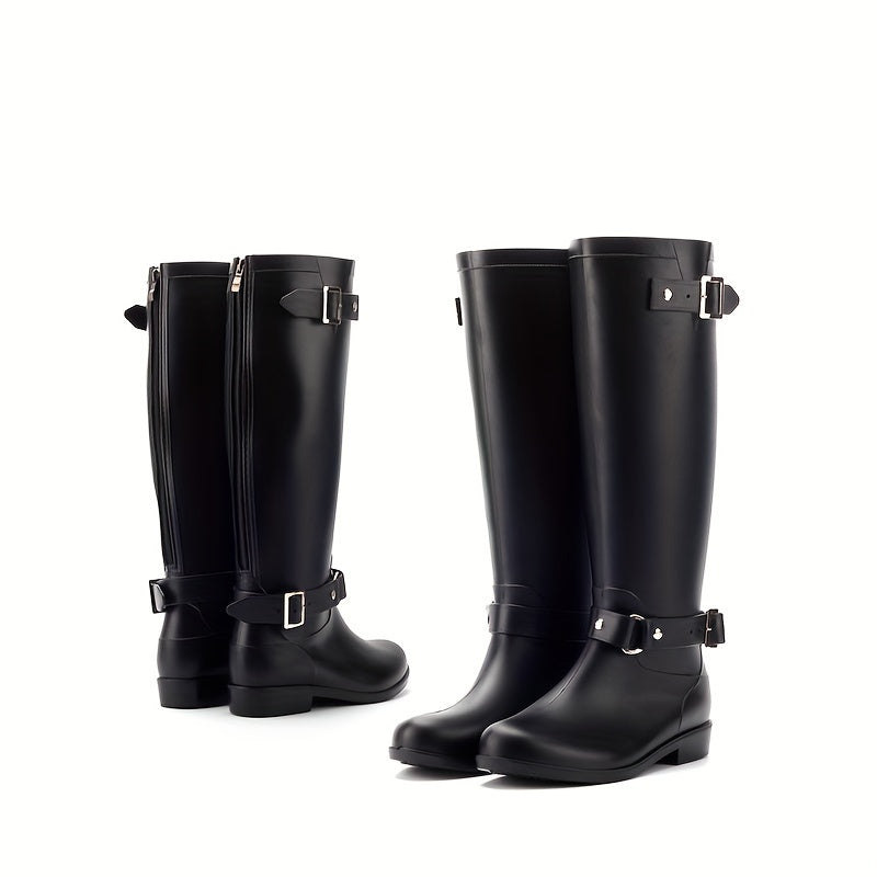 High Top Waterproof Rain Boots Women's Motorcycle Boots