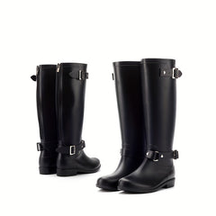 High Top Waterproof Rain Boots Women's Motorcycle Boots
