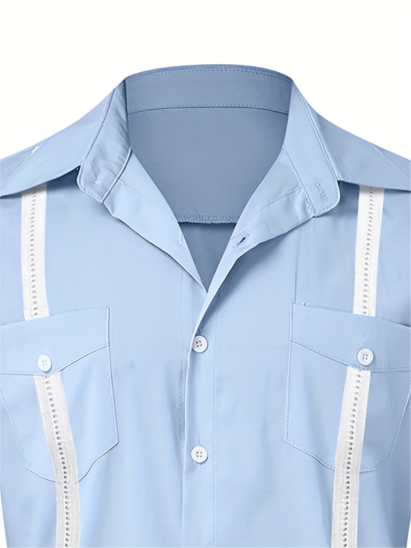 Stripe Print Men's Casual Camp Collar Cotton Short Sleeve Shirt