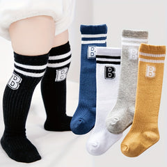 3 Pairs Boys Baby Letter Stripes Thigh High Socks