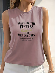 Letter Print Tank Top Sleeveless Casual Summer Women's Cloth