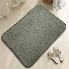 Leaf Pattern Bath Rug Memory Foam Absorbent Bath Mat