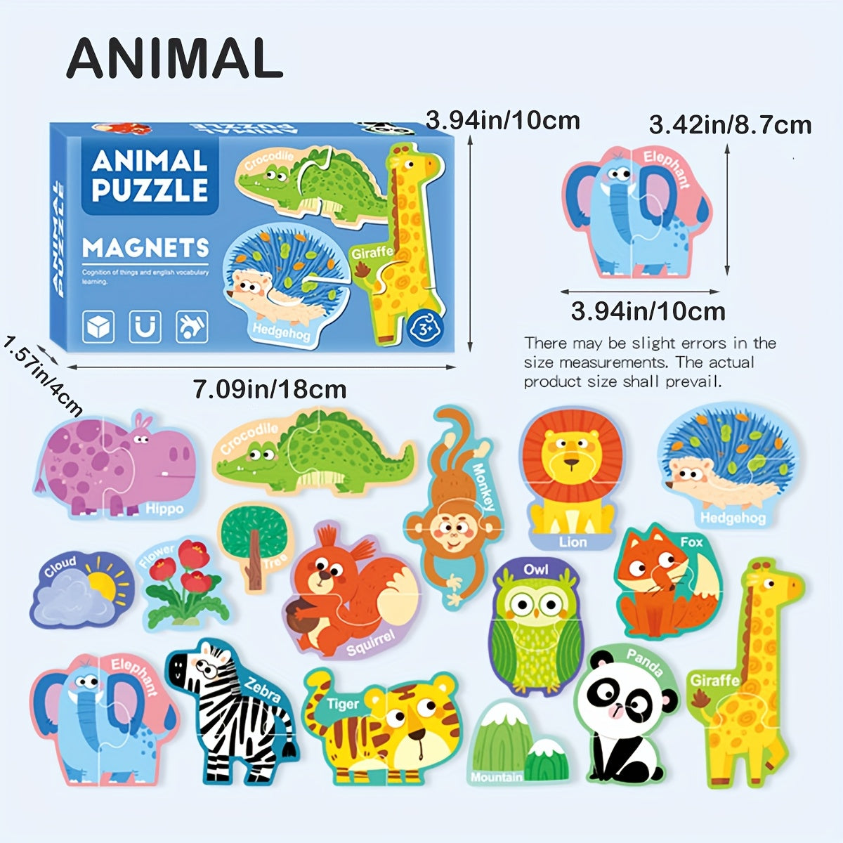 Magnetic Puzzle Stickers Set Letters Numbers Fruits Perfect Gift