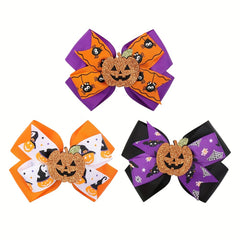 Pumpkin Hair Clip Bow Hairpin Halloween Party Hair Accessories