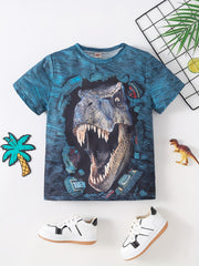Dino 3D Print Boys T-Shirt Short Sleeve Tee For Toddler Kids
