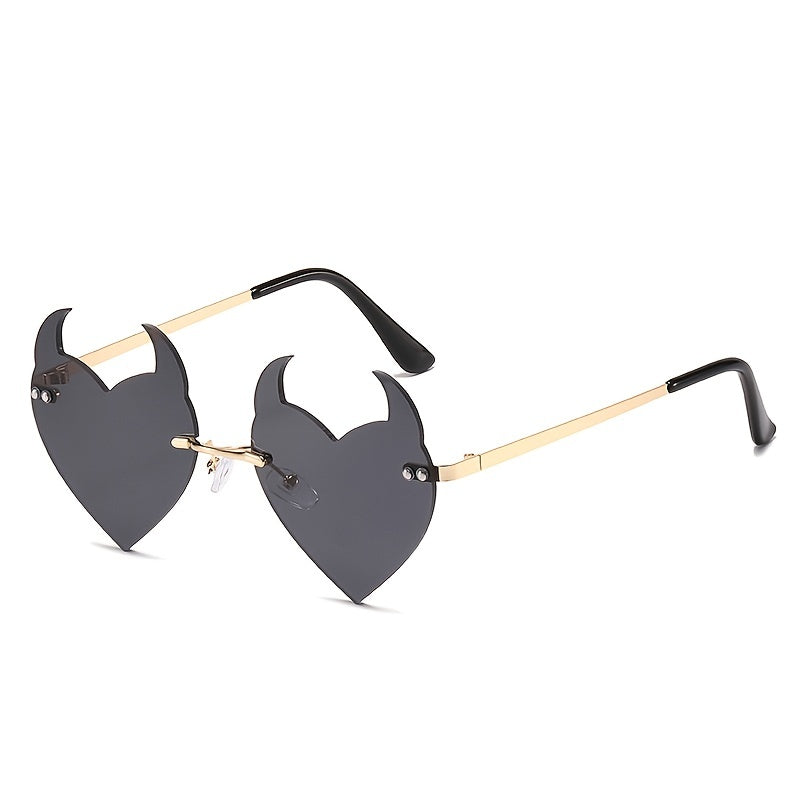 Metal Rimless Sunscreen Sunglasses for Ladies