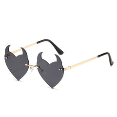 Metal Rimless Sunscreen Sunglasses for Ladies