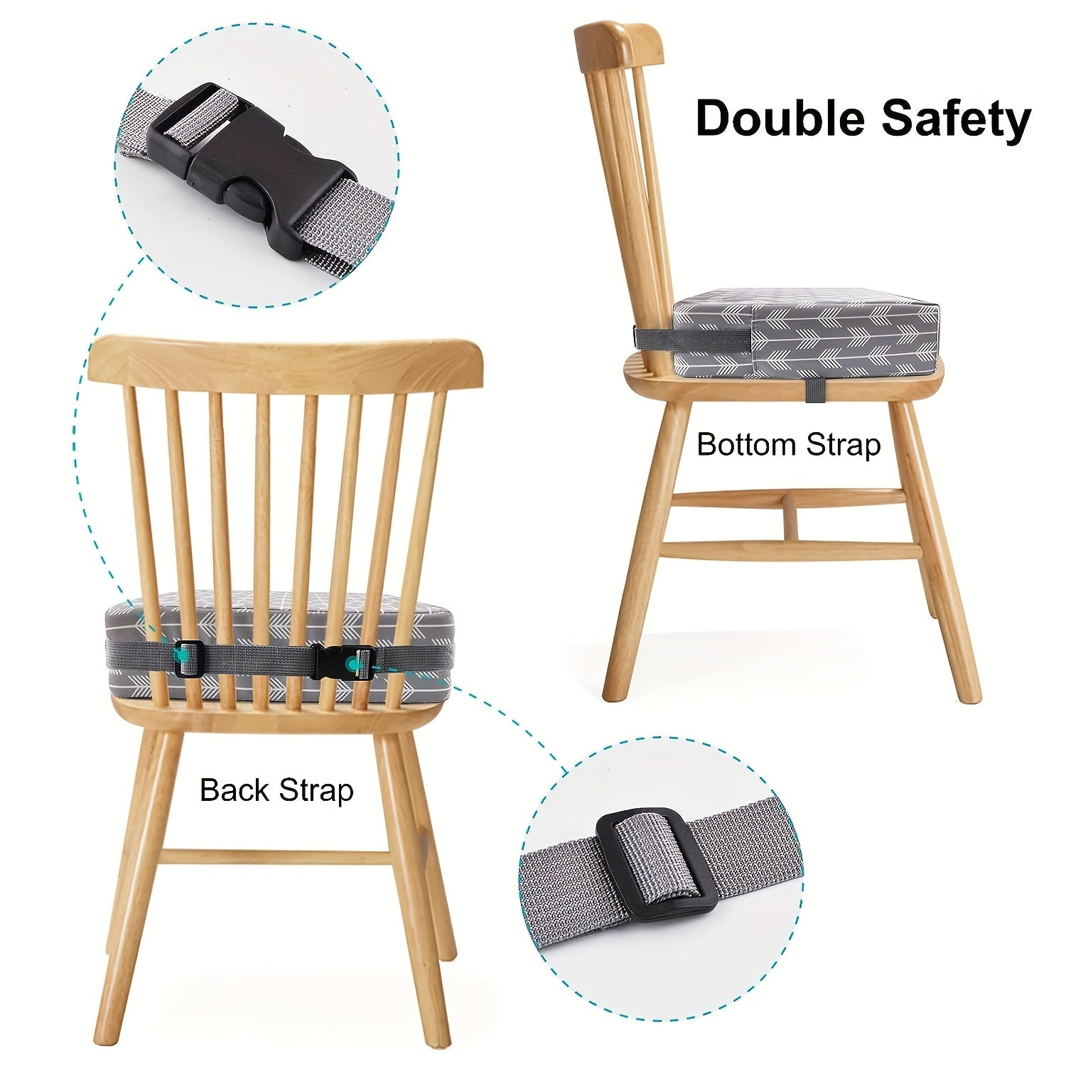 Thick Washable Baby Booster Seat with Strap