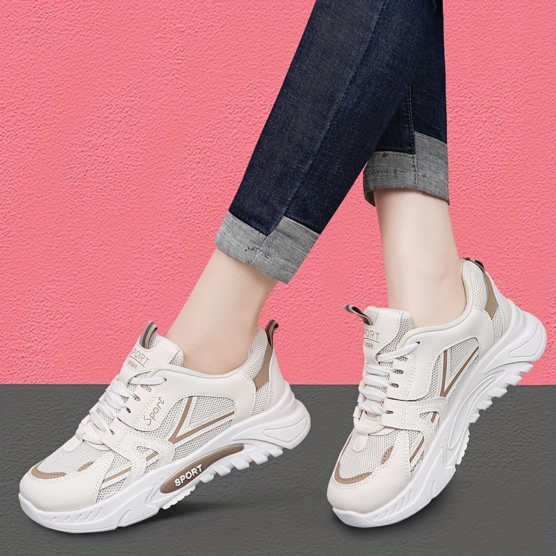 Women's Mesh Platform Sneakers Lace Up Outdoor Shoes Running Shoes